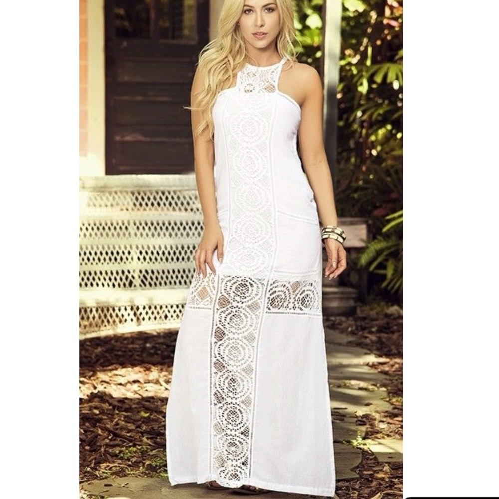 Beachwear long white dress for party
